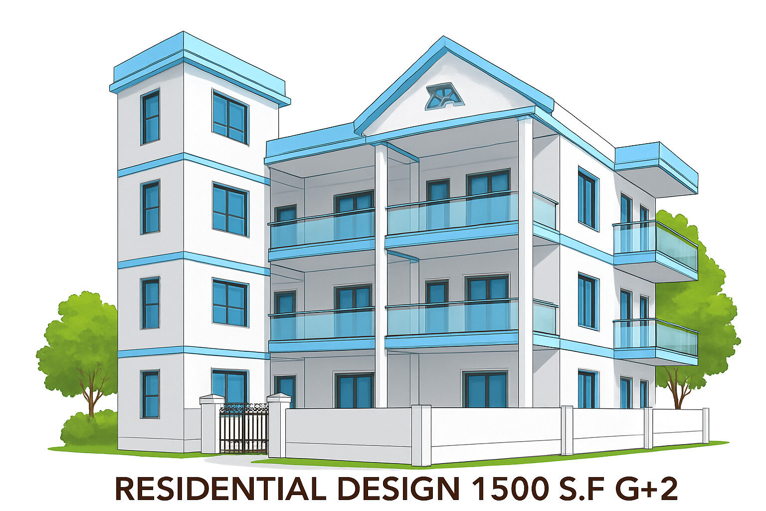 Residential design 1,500 S.F G+2 - Image 2